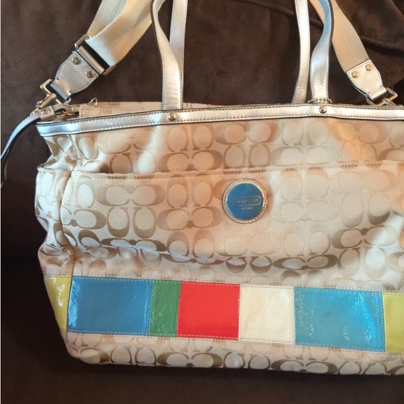 Coach Handbags - Coach Multicolor Patchwork Baby Bag/Tote